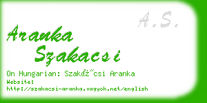 aranka szakacsi business card